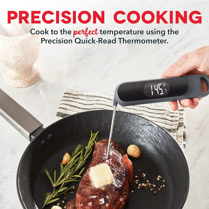 Dash Precision Quick-Read Waterproof Kitchen and Outdoor Food Cooking Thermometer with Digital LCD Display - BBQ, Chicken, Seafood, Steak, Turkey, & Other Meat, Batteries Included, One Size, Cool Grey