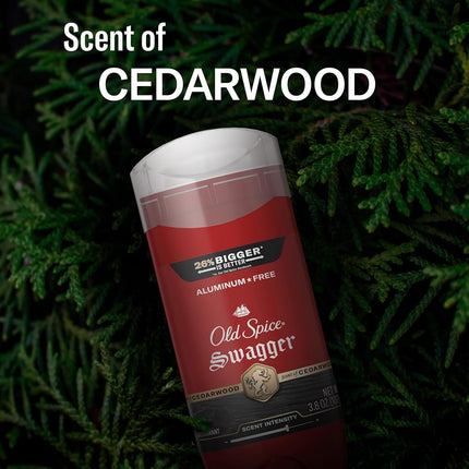 Old Spice Aluminum Free Deodorant for Men, 24/7 Odor Protection, 24/7 Freshness & Lasting Scent, Swagger with Cedarwood Scent, 3.8 oz (Pack of 3)