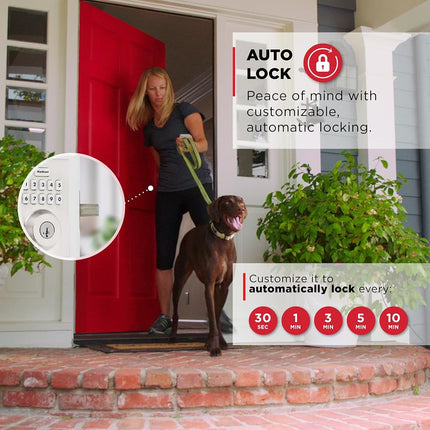 Kwikset Powerbolt 240 5-Button Keypad Satin Nickel Contemporary Electronic Deadbolt Door Lock, Featuring Convenient Keyless Entry, Customizable User Codes and Auto Locking
