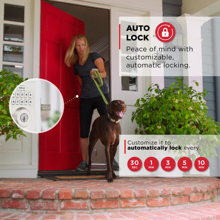 Kwikset Powerbolt 240 5-Button Keypad Satin Nickel Contemporary Electronic Deadbolt Door Lock, Featuring Convenient Keyless Entry, Customizable User Codes and Auto Locking