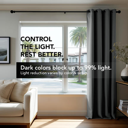 Deconovo Blackout Curtains, Room Darkening Thermal Insulated Window Drapes, Noise Reducing, Grommet Top, 2 Panels 55W x 78L Inch Machine Washable for Bedroom Living Room Nursery Dark Grey