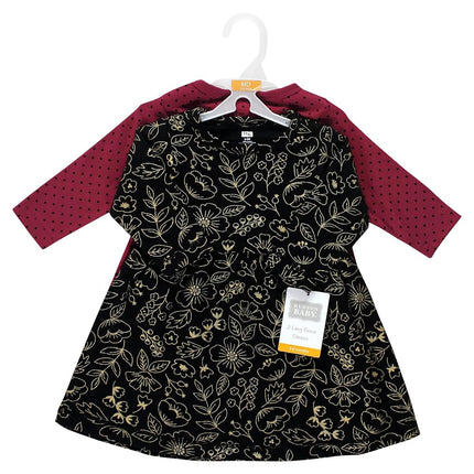 Hudson Baby Baby Girls' Cotton Dresses, Gold Botanical, 4T