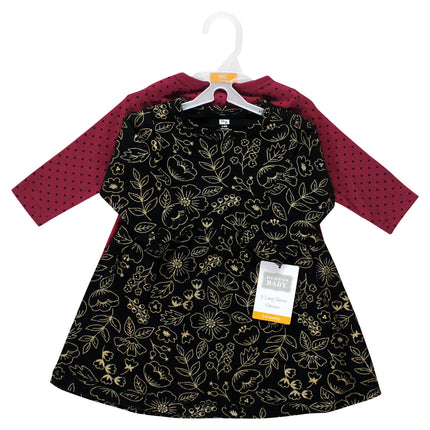 Hudson Baby Baby Girls' Cotton Dresses, Gold Botanical, 4T