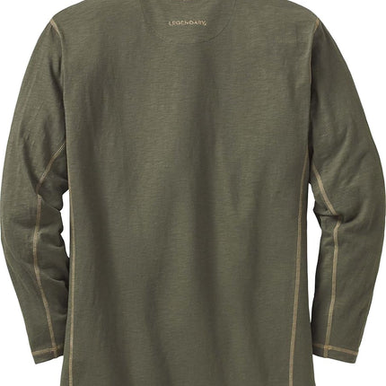 Legendary Whitetails Mens Henley Long Sleeve Casual Fit Shirt, Army Green, XX-Large