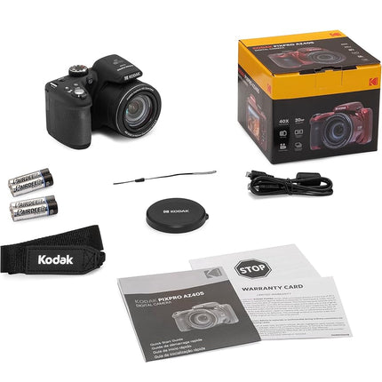 KODAK Pixpro Astro Zoom AZ405 - Digital Bridge Camera, 40x Zoom, 24 mm Wide-angle Lens, 20 Megapixels, 3" LCD Display, 1080p Full HD Video, OIS, AA Battery - Black