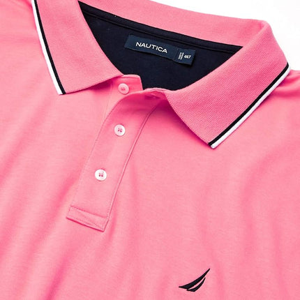 Nautica Men's Big and Tall Classic Fit Short Sleeve Solid Tipped Collar Soft Polo Shirt
