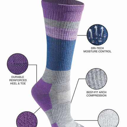 Dickies Women's Dri-tech Fashion Moisture Control Crew Socks, Available in S-XL (5, 6, 12, Blue Mountain (6 Pairs), M (Pack of 12)
