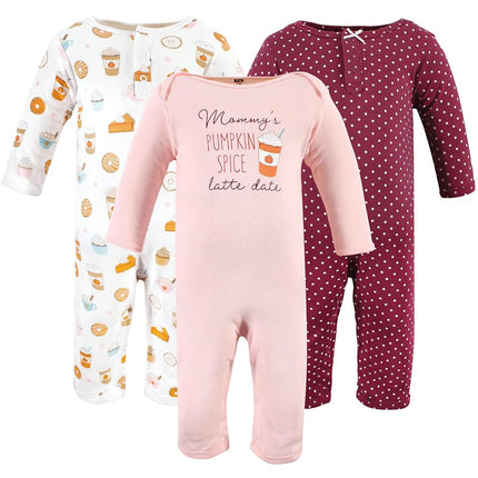 Hudson Baby mamelucos de algodón para bebé niña, Pumpkin Spice Date, 0-3 Meses