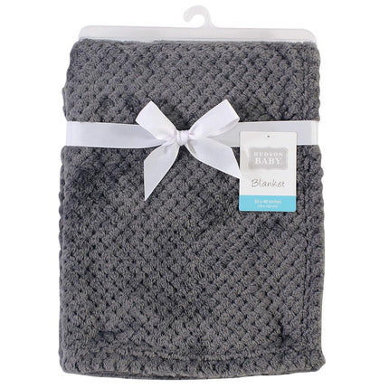 Hudson Baby Unisex Baby Plush Waffle Blanket, Charcoal, One Size