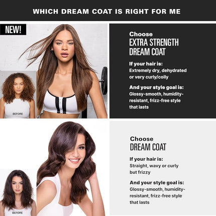 COLOR WOW Extra Strength Dream Coat, powerful, ultra moisturizing, anti humidity treatment for extremely frizz prone hair; glassy smooth, straight + resistant styles up to 3-4 washes