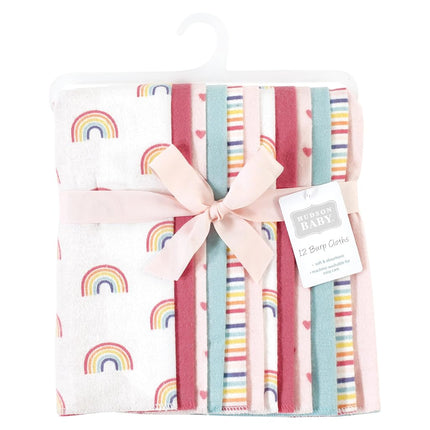 Hudson Baby Unisex Baby Cotton Flannel Burp Cloths Bundle, Creative Rainbow, One Size
