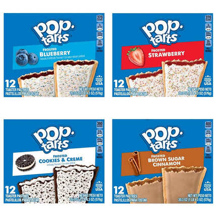 Pop-Tarts Pasteles Tostados, Alimentos para el Desayuno, Bocadillos para Niños, Paquete Surtido (5 Cajas, 60 Pop-Tarts)