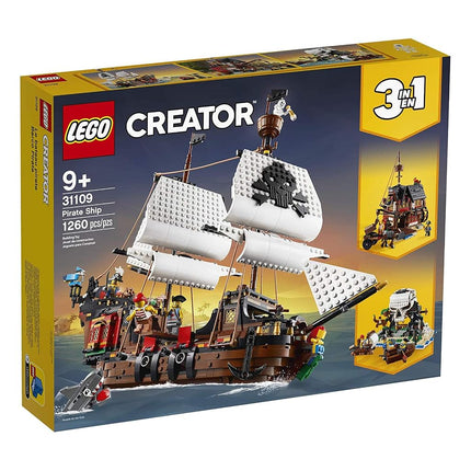 LEGO Creator 3in1 Pirate Ship 31109 Building Playset for Kids who Love Pirates and Model Ships, Makes a Great Gift for Children who Like Creative Play and Adventures, New 2020 (1,260 Pieces)