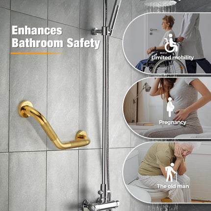 Grab Bars for Shower, 1 Pack, 16 Inch Angled Anti-Slip, Gold