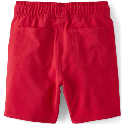 The Children's Place Boys' Quick Dry Pull on Jogger Shorts 5.5", Ruby, 14