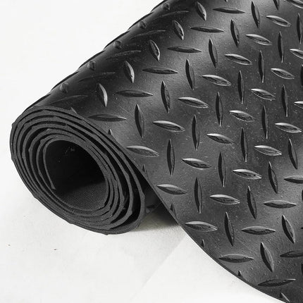VEVOR Diamond-Plate Rubber Flooring Roll, 3 mm x 4 ft x 8 ft Garage Floor Mat, SBR Rubber Garage Flooring Roll, Easy to Clean, Diamond Plate Rubber Mat for Under Cars, Garage Industry Gym, Black