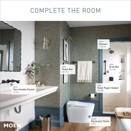 Moen YB5118BL Voss Towel Bar, Bathroom Accessory, Matte Black