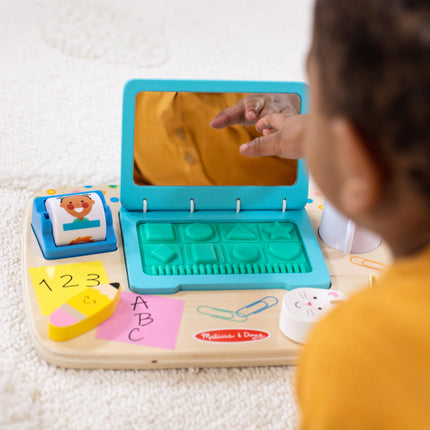 Melissa & Doug Wooden Work & Play Desktop Activity Board | Sensory Toys for Boys & Girls | 12+ Months - FSC Certified