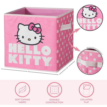 Idea Nuova Hello Kitty Set of 2 Durable Storage Cubes with Handles, 10"x10"x10" Cubes