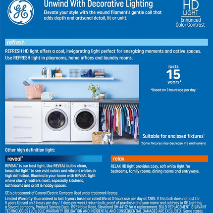 GE Refresh HD Daylight 60W ST19 Bulbs (2 Pack)