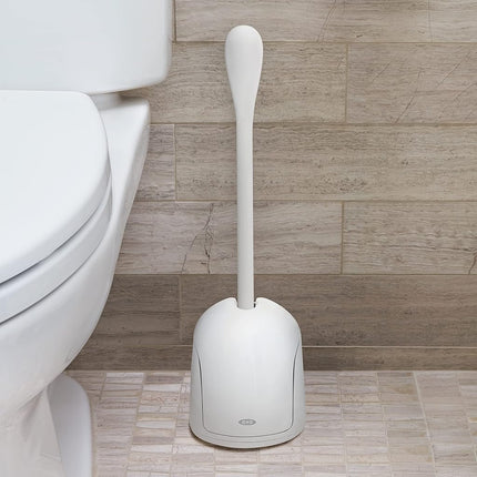 OXO 1281600 Good Grips Compact Toilet Brush & Canister-White, Inoxidable, 6" x 4-3/4" x 17-1/4" H