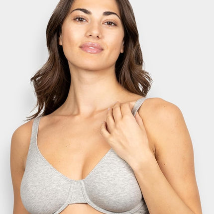 Sujetador Fruit of the Loom de Algodón Elástico de Comodidad Extrema para Mujer, Gris Jaspeado/Blanco 86ck, 34C