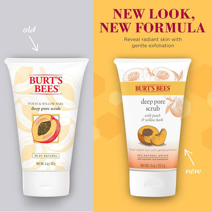 Burt's Bees® Natural Peach and Willow Bark Deep Pore Exfoliating Facial Scrub – 1 x Tube 110 grams