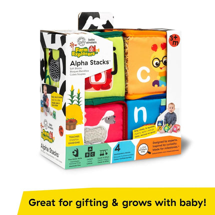 Baby Einstein Alpha Stacks Soft Blocks, Multisensory and Lightweight, Ages 3 Months and Up