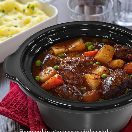 Mijoteuse ovale électrique Elite Gourmet MST-350B#, température réglable, pour entrées, sauces, ragoûts et trempettes, couvercle en verre et pot en céramique lavables au lave-vaisselle (3 pintes, noir)
