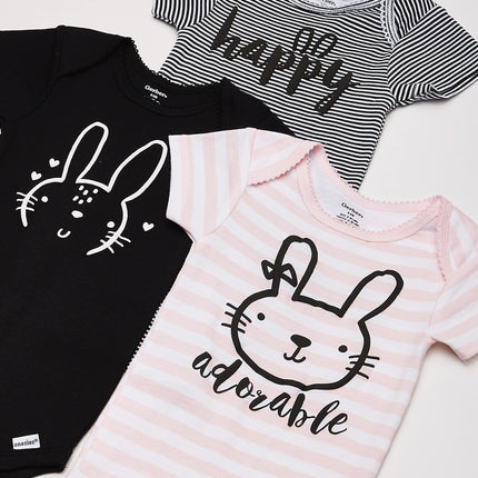 Conjunto de 8 camisetas de manga corta para bebé Gerber Baby Girls y camiseta para niños pequeños, conejo rosa, recién nacido de EE. UU.