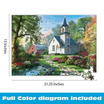 Buffalo Games - Dominic Davison - Little White Chapel - 500 Piece Jigsaw Puzzle for Adults Challenging Puzzle Perfect for Game Nights - Finished Puzzle Size is 21.25 x 15.00