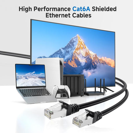 Cable Matters Cable Ethernet Cat6A Apantallado de 3 m (Azul, RJ45, 10 Gbps, Cat 6A, Apantallado, Cable de Red) para Router, Redes