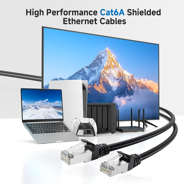 Cable Matters 10 ft Cat6A Shielded Ethernet Cable (Blue, RJ45, 10Gbps, Cat 6A, Shielded, Network Cable) for Router, Networking