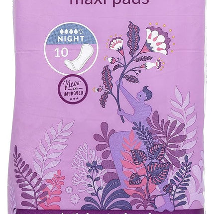 Natracare Natural Feminine Night Time Maxi Pads, Extra Long, 10 Count