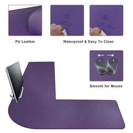 Mydours L-Shape Desk Pad, Reversible Gaming Corner Computer Desk Pad Gaming Mouse Pad for Home and Office (Purple)