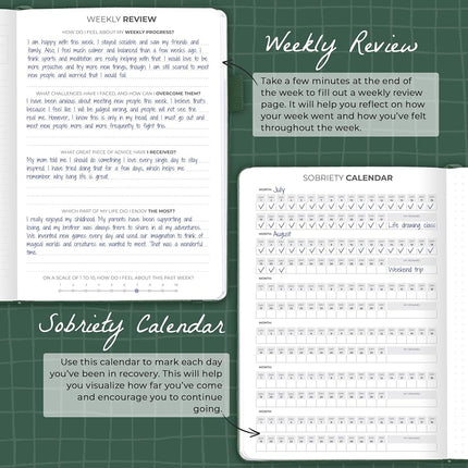 Clever Fox Addiction Recovery Journal – Addiction Treatment Planner & Workbook – Daily Sobriety Journal for Recovery Progress, A5 (Dark Green)
