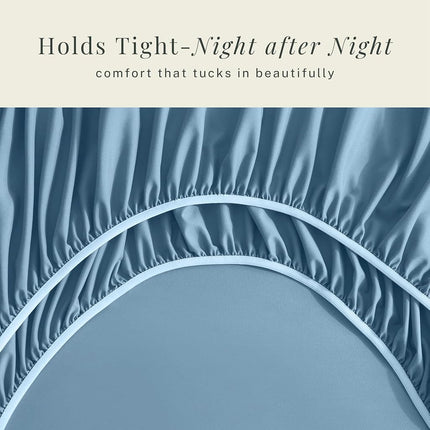 Hearth & Harbor Extra Deep Pocket Queen Sheets Sets - Fits Mattress 18-24 Inches Deep - Extra Deep Pocket Sheets - 6 Piece Queen Size - Queen - Blue Heaven Sheets