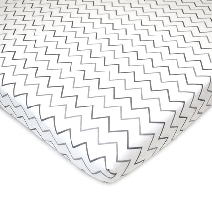 American Baby Company Lot de 3 draps de parc imprimés 100 % coton jersey, étoiles grises/zigzag, doux et respirants, pour garçons et filles