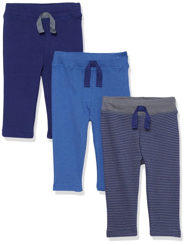Hudson Baby Baby Cotton Pants, 3 Pack, Navy/Gray S
