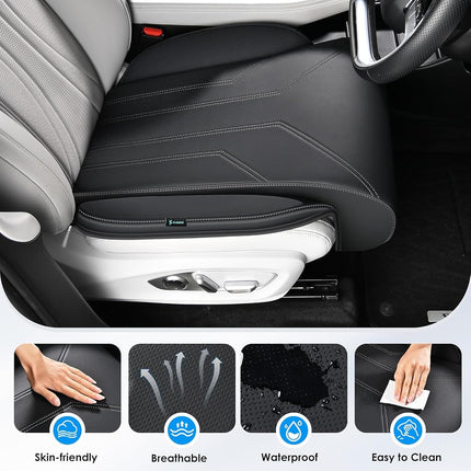FLORICH Car Seat Extender Leg Support Cushion for Driver Seats Office Chair, Leather Memory Foam Widened seat Cushion for Long Drivers Universal Car Seat Cushion Legs Rest Pads-Black1