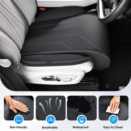 FLORICH Car Seat Extender Leg Support Cushion for Driver Seats Office Chair, Leather Memory Foam Widened seat Cushion for Long Drivers Universal Car Seat Cushion Legs Rest Pads-Black