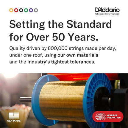 D'Addario Guitar Strings - Acoustic Guitar Strings - 80/20 Bronze - For 6 String Guitar - Deep, Bright, Projecting Tone - EJ11 - Light, 12-53