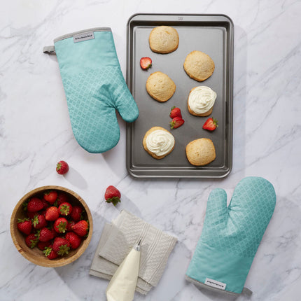 KitchenAid Asteroid Oven Mitt Set, 7"x12.5", Aqua Sky, 2 Piece
