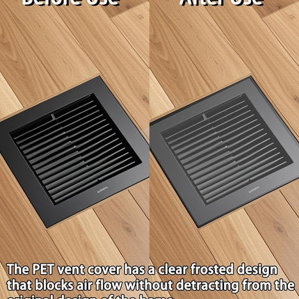 4 Pack PET Vent Covers with Nano Adhesive, 12" X 12" for Floor, Wall, Ceiling Vents and Air Registers, for RV, Home, Office AC Vents, Non-Magnetic, Fits on Plastic, Wood, Iron, Aluminum Vent Covers