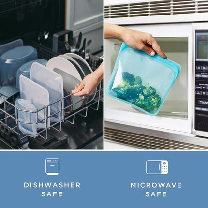 Stasher Silicone Reusable Storage Bag, Go Bag (Clear) | Food Meal Prep Storage Container | Lunch, Travel, Makeup, Gym Bag | Freezer, Oven, Microwave, Dishwasher Safe, Leakproof