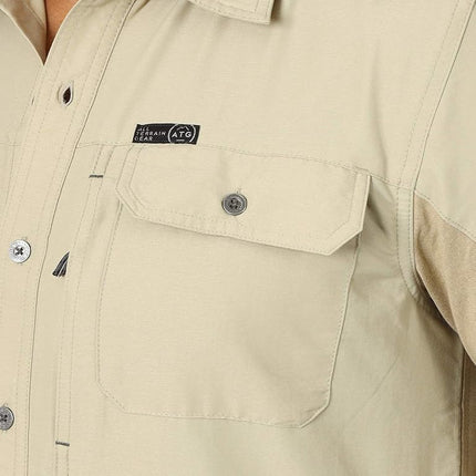 ATG by Wrangler Men's Long Sleeve Mixed Material Shirt, Twill, XX-Large