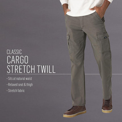 Wrangler Authentics Men's Relaxed Fit Stretch Cargo Pant, Olive, 36W x 30L