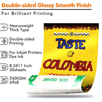 Koala Double Sided Thick Glossy Photo Paper 8.5x11 Inch 69LB 50 Sheets