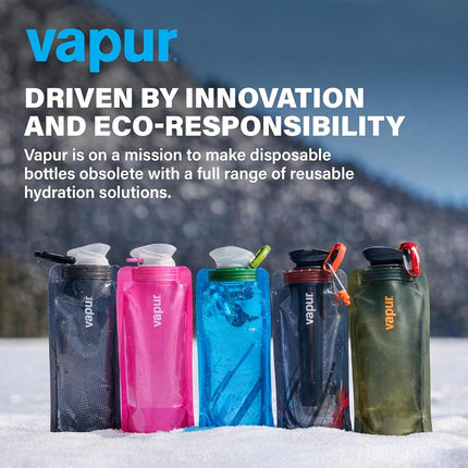 Vapur Flexible, Collapsible Wide Mouth Anti-Bottle with Detachable Carabiner, Convenient, Portable Hydration for Travel and Outdoor Adventures, 34 Ounce, Night Blue, Pack of 1