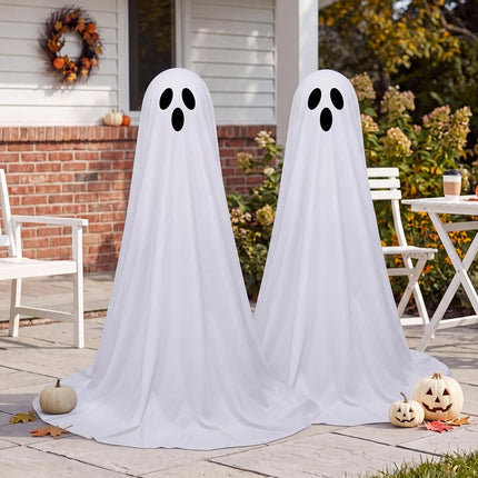 JOYIN 2 Pack 50'' Halloween Decorations Outdoor Light Up Ghost, Standing Ghost Halloween Decor with Warm String Light for Yard Porch Lawn Garden Party Supplies